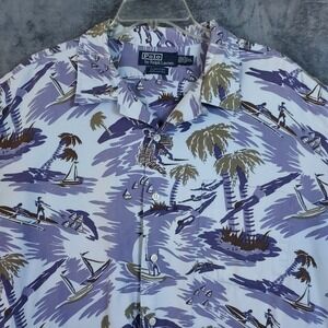 Vtg Polo Ralph Lauren Clayton Shirt Mens‎ XL Hawaiian Island Life Loop Collar